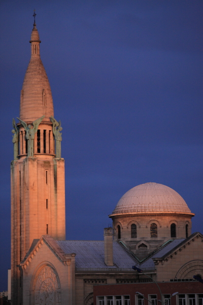  Thunderstorm, sunset; Church of the Sacred Heart, Gentilly, FR