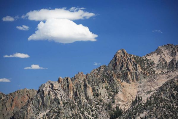 The ridge containing Eagle Perch, Goat Perch and Chipmunk Perch rises south of Redfish Lake Creek.
