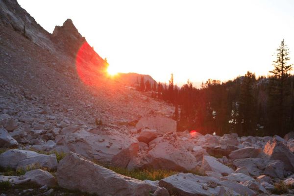 Feather Lakes below Blue Rock Buttress; sunset.
