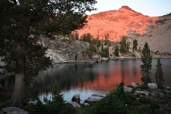 Packrat Peak above Little Warbonnet Lake; sunset.
