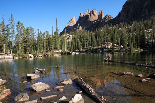 Feather Lakes below Warbonnet and the Cirque Lake Peaks Group.
