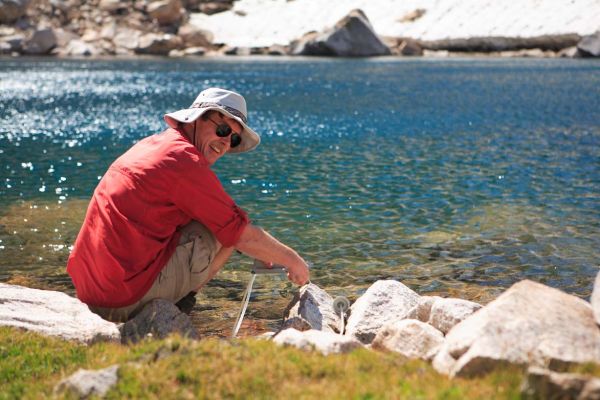 Re-hydrating at a tarn; elevation 9352'.
