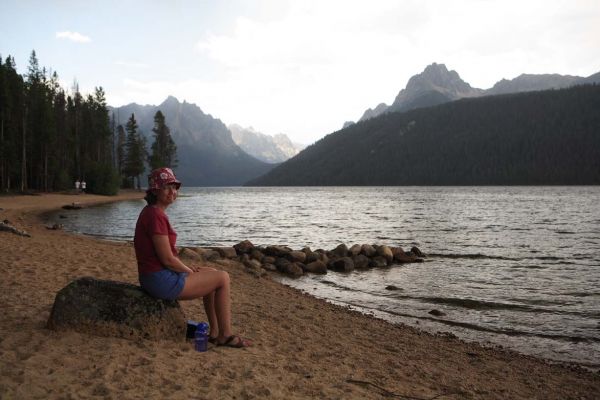 Threatening sky; beach at Sockeye Campground on the northeast side of Redfish Lake.
