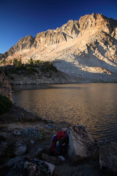 Tin Cup Lake reflects morning light from WCP-10, due south.
