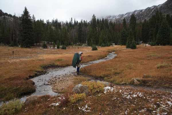 Crossing Washington Lake Creek one mile below Washington Lake.
