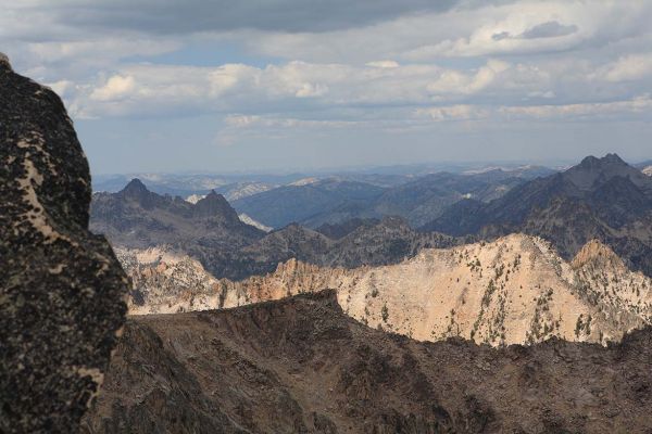 A closer view to the west reveals Baron Spire in shadow (just left of center), standing out from the sunlit ridge behind it.
