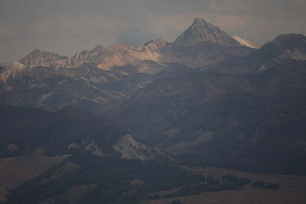 Castle Peak rises across the Sawtooth Valley to the east.
