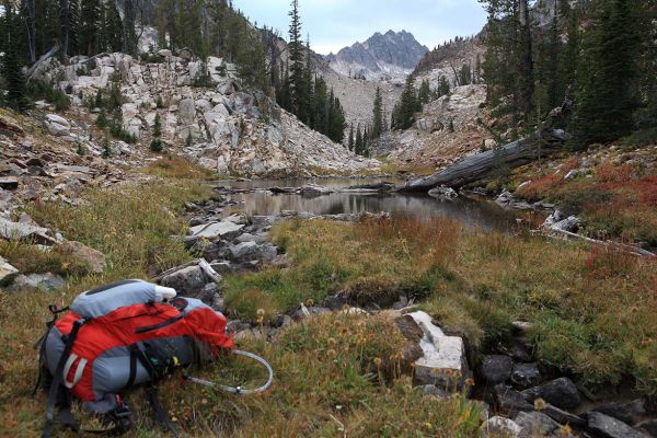 Peak 10375' looms above the headwaters of Decker Creek.
