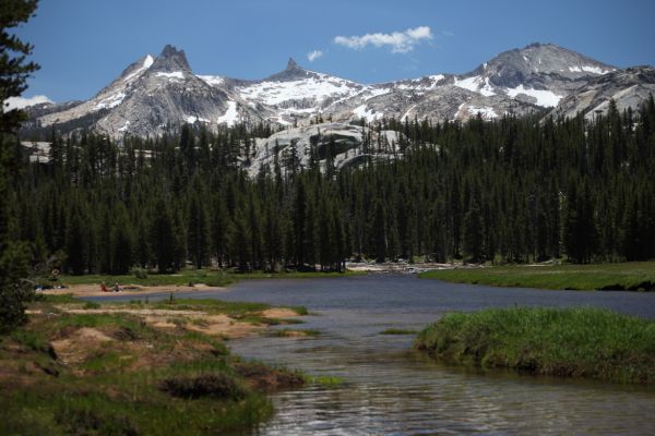 The Cathedral Range over the Tuolumne River, looking south from the PCT.
