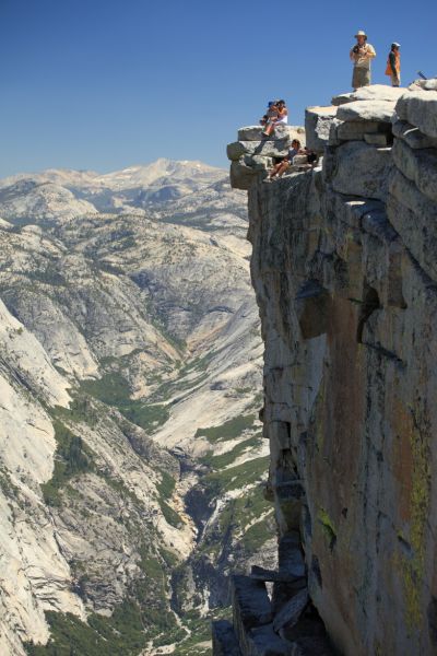 Looking northeast from the top of Half Dome up Tenaya Canyon, past the domes above Tenaya Lake, to Mt. Conness, 20 miles distant.  See the gallery, "Yosemite, North, July 17, 2011", for up close views of Mt. Conness. on the northeastern border of Yosemite.
