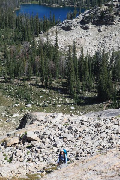 Above Alpine Lake, ascending to the saddle just northeast of Peak 9769.
