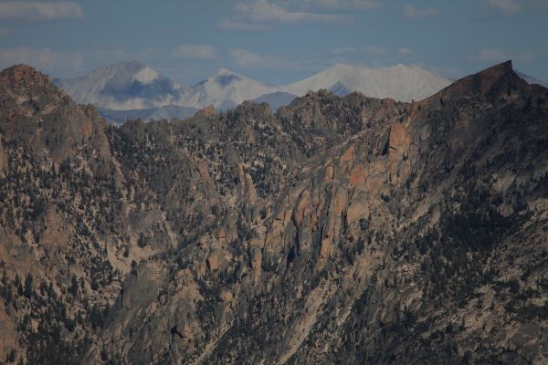 The White Clouds on the horizon west from the Baron/Warbonnet Lakes saddle.
