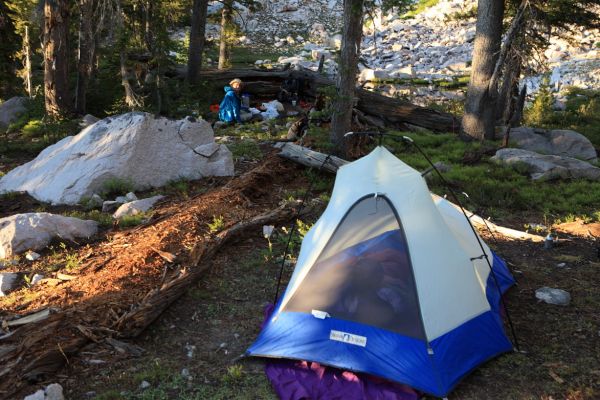 Camp between Warbonnet and Feather Lakes.
