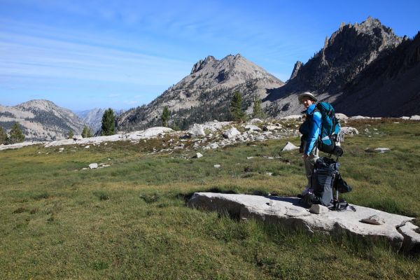 The view north, past Packrat Lake hidden in the valley.
