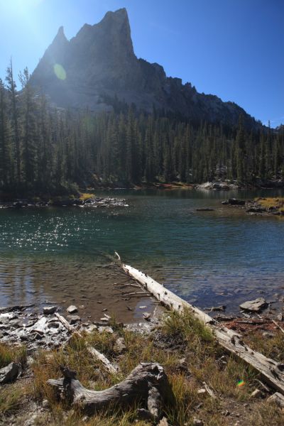 El Capitan rises to the south above the lower of two small, unnamed lakes below Alice Lake.
