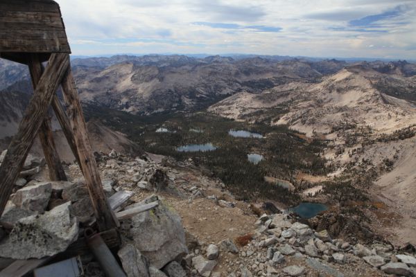 Lake basin to the west viewed from summit of Snowyside Peak.
