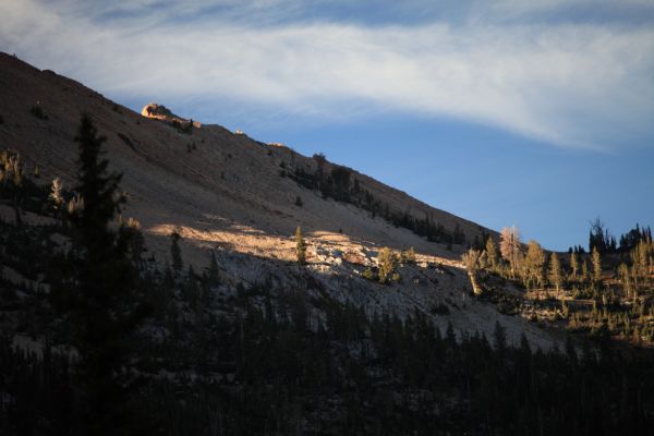 Last light on ridge northwest of Toxaway Lake.
