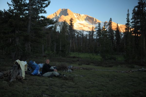 Our first campsite at about 9000' in Virginia Canyon.  As usual, we hurried to get set up in the failing light.
