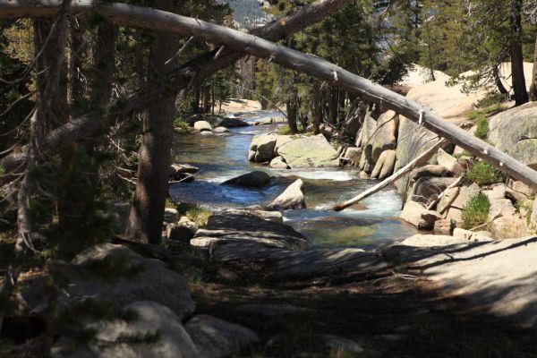 Return Creek downstream from our easy crossing.
