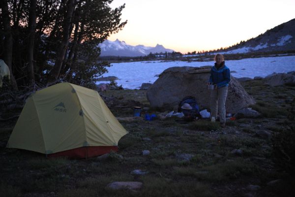 Despite walking about 4 miles from the obscure trailhead, our camp was probably too close to the Tioga Pass trailhead to be legal by Yosemite standards.
