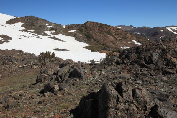 From the mine, we contoured north, then over a small saddle.
