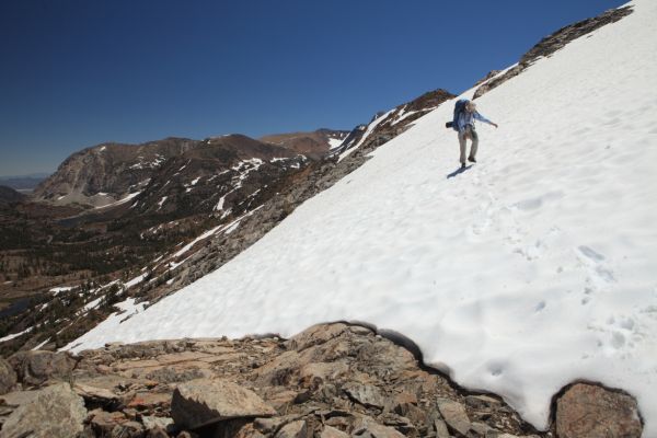 We contoured along, then down slopes northwest toward Spuller Lake.
