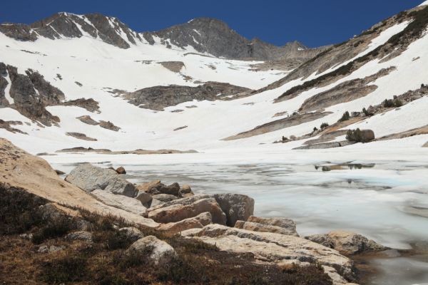 Past the  lower of the Conness Lakes to Mount Conness.
