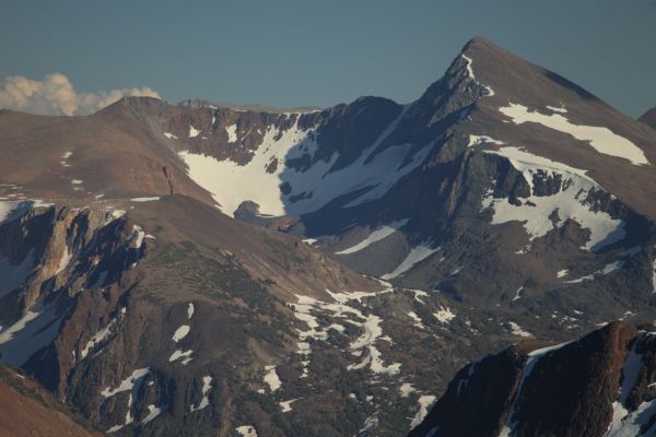 Mount Dana (right), Dana Lake (hidden, center) and the Dana Plateau from Sky Pilot Col.
