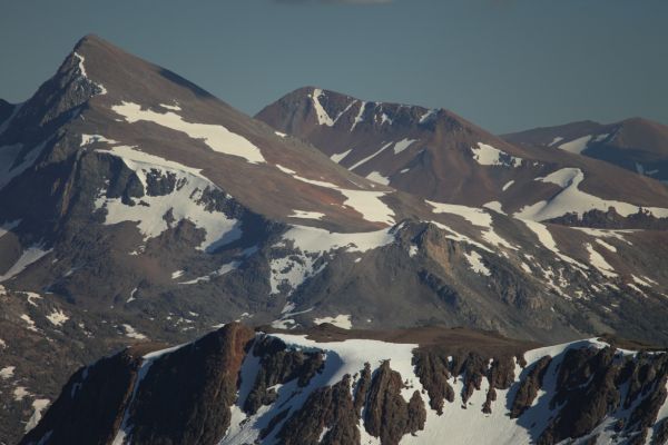 Mount Gibbs (right), and  Mount Dana (left) from Sky Pilot Col.
