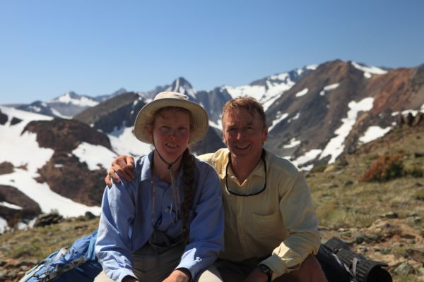 A day hiker took our photo on the high saddle of Summit Lake Trail between the Green Lake Trail and the upper lakes in the Virginia Lakes basin.  He hiked with us back to the trailhead, telling us his favorite area was Evolution Basin.  That was our destination the following year (see Evolution Basin, July 15, 2012).
