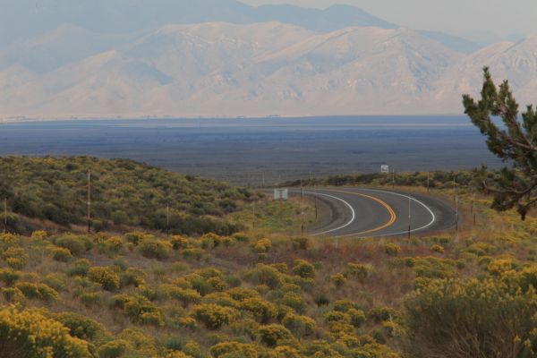 Southern terminus of Lost River Range above the Big Lost River Valley north of Arco, from Craters of the Moon National Monument.
