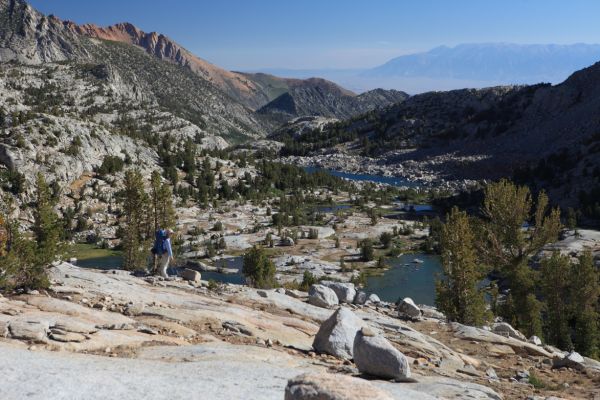 Looking northeast down Middle Fork Bishop Creek from ridge between Hungry Packer Lake and Echo Lake.
