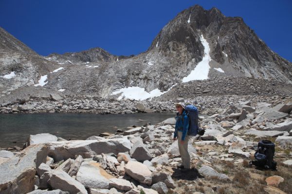 The northwest ridge of Mt. Huxley follow the right skyline to the summit.
