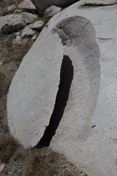 Exfoliating boulder.
