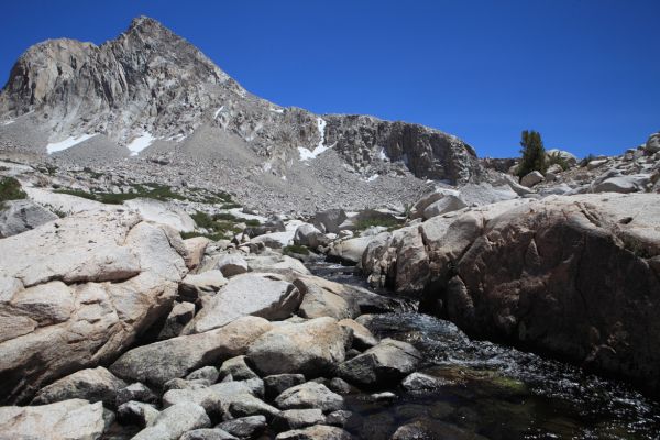 We were still traveling off trail here, but the JMT is very close, just right (west) of edge of photo.
