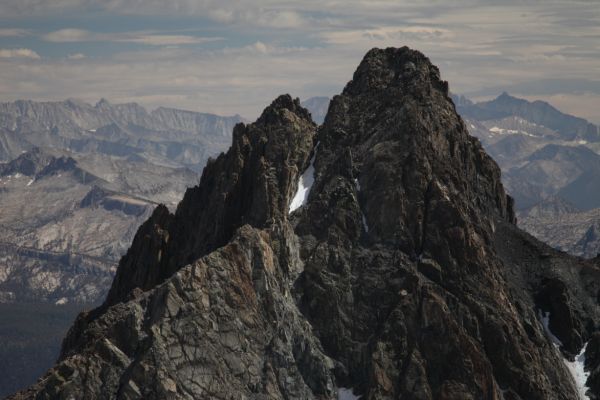 The upper section of the Northeast Shoulder route on Charybdis.  The ridge turns south and, crossing a gap (hidden in photo) ascends on class 3 rock to the summit.
