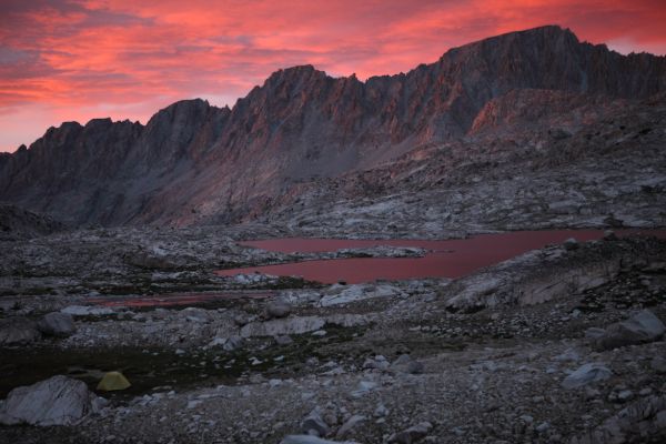 By 8:20 pm, the light is fading on Mt. Darwin at 13831'.  The spectacular display lasts slightly over 10 minutes.
