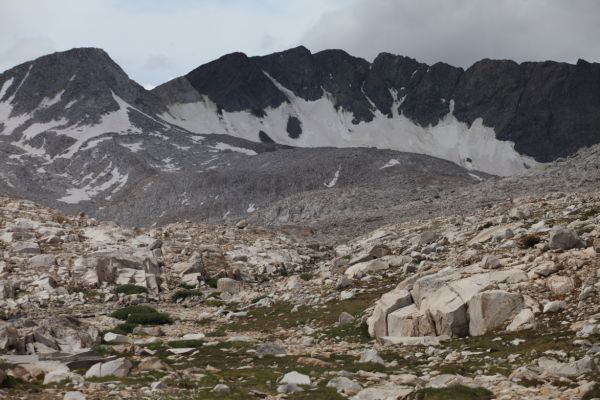 Goddard Divide from above Sapphire Lake, Evolution Basin.
