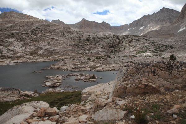 The inlet of Sapphire Lake from the JMT, Evolution Basin.
