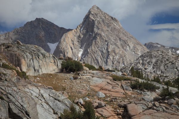 The entrance to Darwin Canyon; Mt. Darwin (left, east) and Mt. Mendel.
