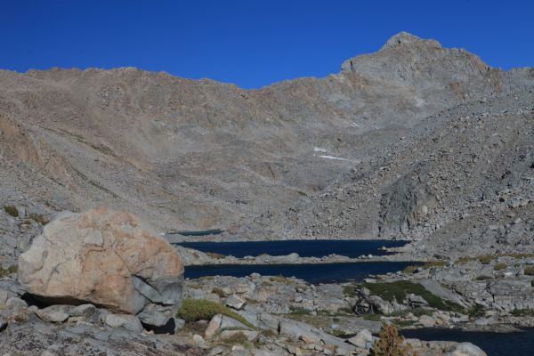 Looking east up Darwin Canyon.  Mt. Lamarck rises to the northeast of the Canyon.  Lamarck Col, our exit, is on the right edge of photo.
