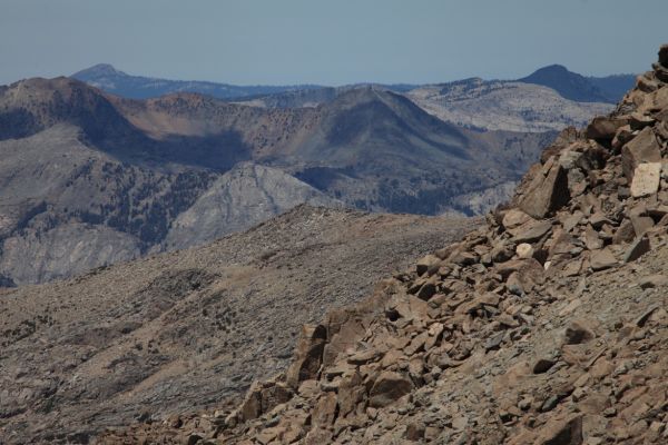 The view west toward Evolution Valley from Lamarck Col.
