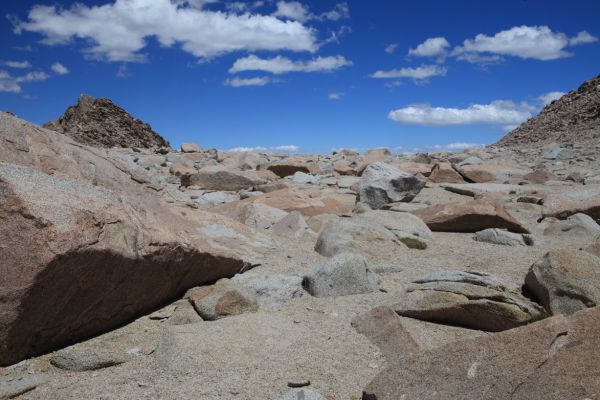 The basin (12180') northeast of Lamarck Col, before descending to Upper Lamarck Lake.
