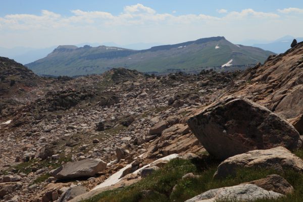 Looking south toward Beartooth Butte from the start of the broad south ridge extending down from Lonesome Mountain to the north.
