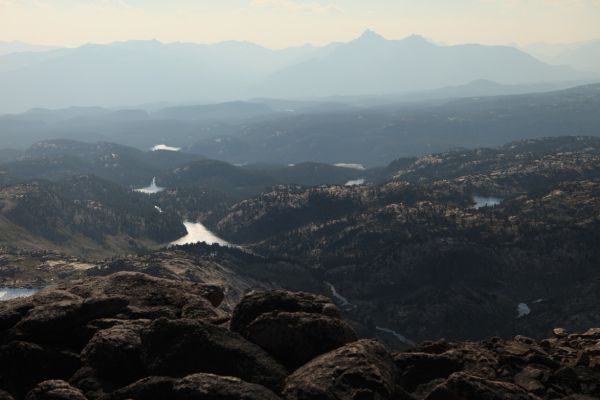 Pilot Peak on the distant horizon west from Lonesome Mountain's south summit.
