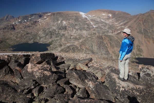 The professor surveys to view from Lonesome Mountain's south summit.
