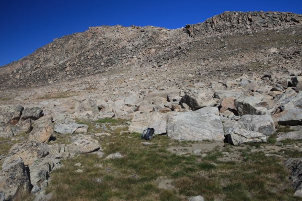 This ridge descends southwest toward Maryott Lake, asending northeast, eventually connecting to the divide on which sits Sky Pilot Mountain.
