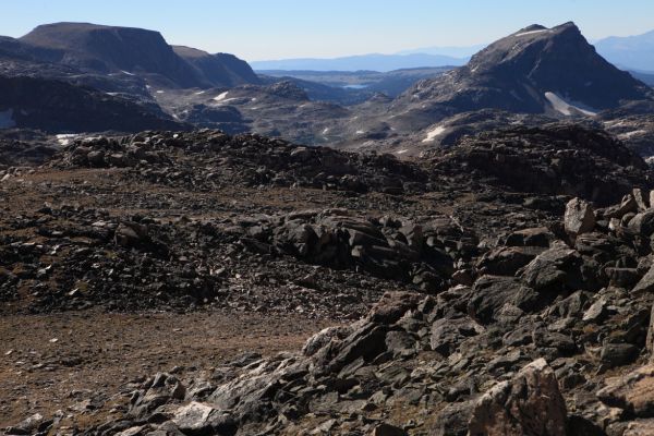 A wide view all the way back (southeast) to Island Lake's boat launch site.  Lonesome Mountain is on the right.
