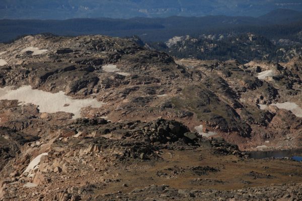 The Sierra Creek drainage is Southwest beyond the ridge behind Maryott Lake in the right half, upper third of photo.
