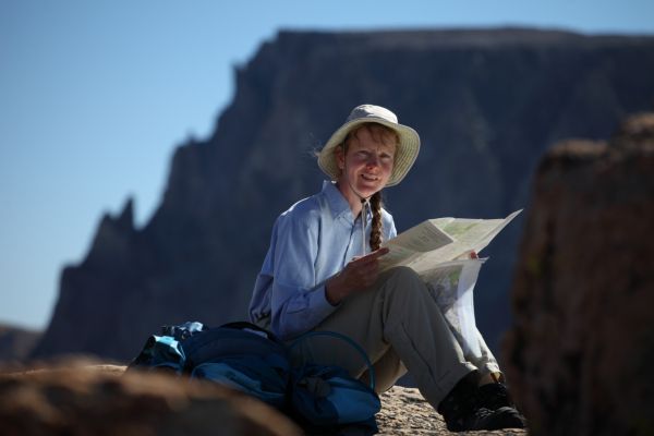 The professor figures out what we can see from the top of the divide.
